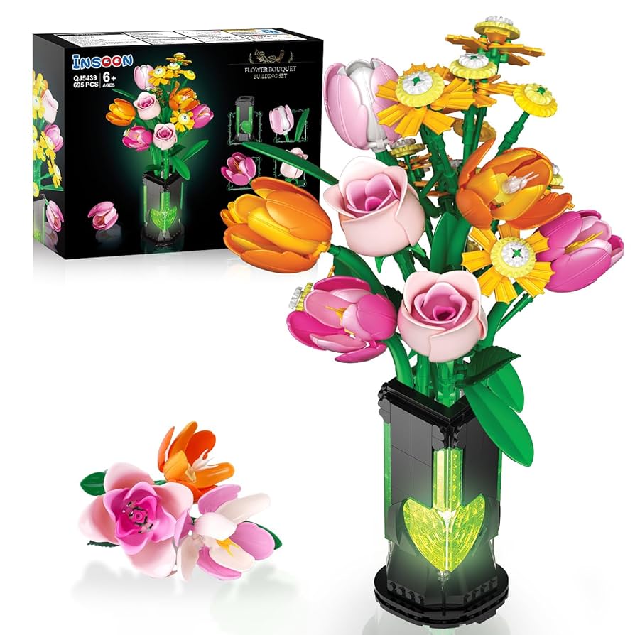 k.fsoon☆ Amazon.com: PLAXSOON Sunflower Building Set with Lights Vase