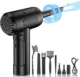 Soplador de Aire para pc, 3 Velocidades 91000 U/min Aire Comprimido Limpieza pc Air Duster, Plumero Electrico USB Recargable con batería de 6000mah para computadora portátil, Teclado, automóvil