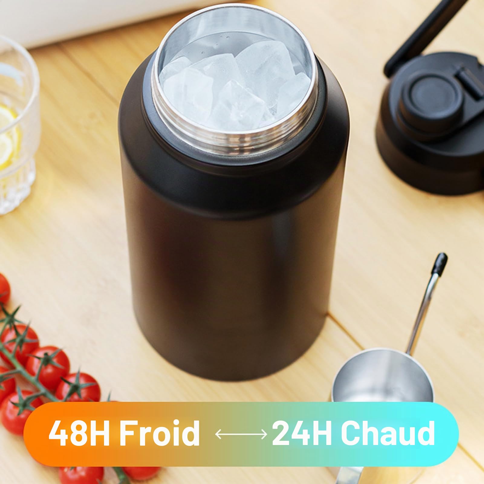 Bouteille D'eau Isotherme 3L avec Technologie Triple Isolation, Garde au Chaud 24h et au Froid 48h, en Acier Inoxydable 316, pour les Voyages, le Sport et la Salle de Sport (BLACK)