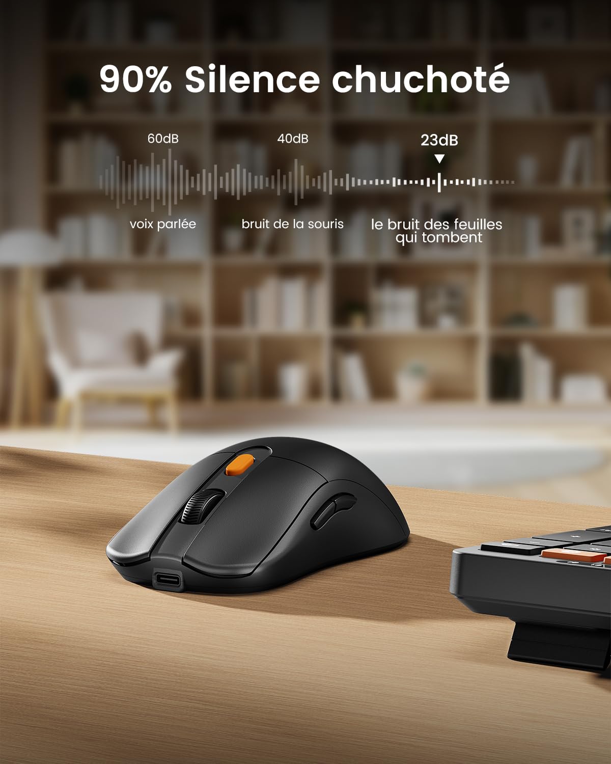ProtoArc KM60 Pack Clavier Bluetooth Souris sans Fil, Rechargeable | avec Repose-Poignet, Pleine Taille, AZERTY Français, 2,4G + 2*Bluetooth, pour Portable, PC, Mac, Windows - Noir