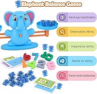 Vista 6 de Juguete de equilibrio de elefante, juego educativo de equilibrio de números matemáticos, juguete de aprendizaje de números con elefantes pequeños