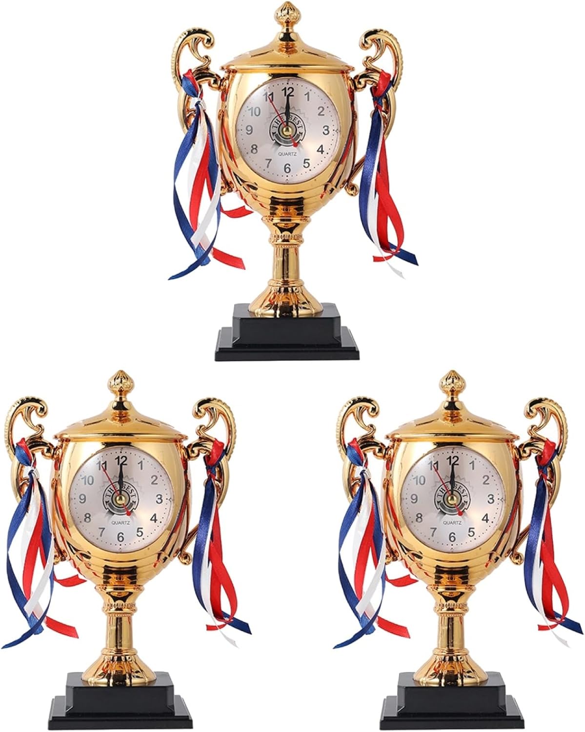 Zerodeko 3 Pcs Trophy Bedside Clock Digital Kid Clock Graduation Gift Children Silent Clock Novelty Table Clock Eyes Glasses Joke Trophies for Kids Plastic Desktop Student Alarm Clock, Glodenx3pcs