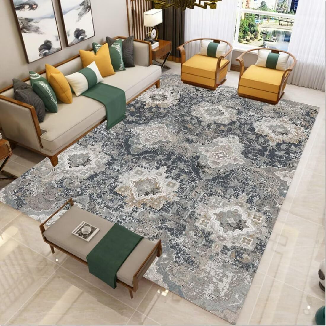 Tapis isolant contre le froid 140x270 salon et chambre grand confort thermique lavable