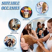 Vista 7 de Firstwon Cabeza de maniquí de cabello humano - Cabeza de muñeca de maniquí de cosmetología con 80% cabello real para peluquería, práctica