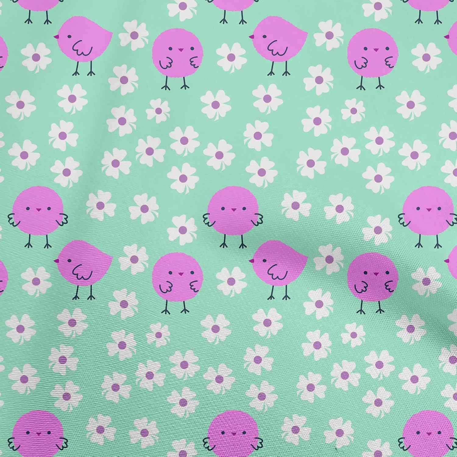 oneOone Cotton Flex Sea Green Fabric Kids Sewing Material Print Fabric by The Yard 40 Inch Wide