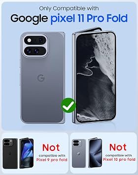 マグネット式 Google Pixel 11 Pro用 フォールドケース & HD スクリーンプロテクター
