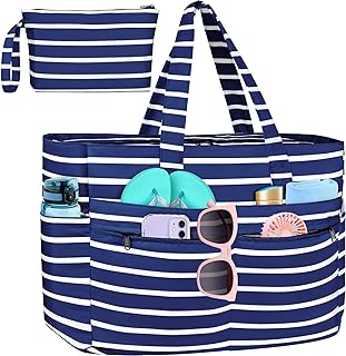 HUANLANG Waterproof Beach Bag with Zipper