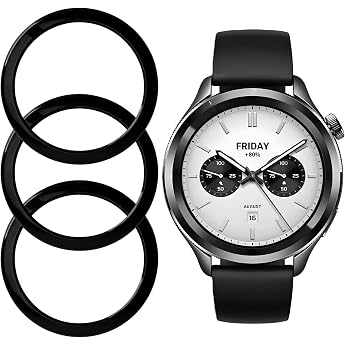 Pack of 3 Black Watch Bezel Ring Compatible with Xiaomi Watch S4/S3 Smooth Design Without Scale High Gloss Bezel Ring Against Scratches Impacts and Breaks