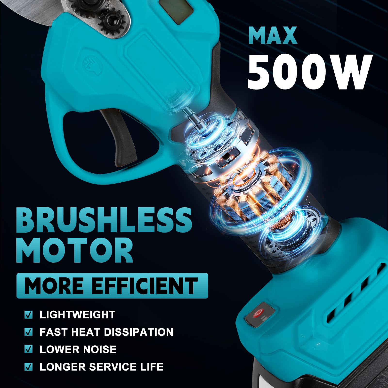 Tijeras de Podar Eléctricas Compatibles con Makita 18V sin batería | Tijeras de Poda bateria de 40 mm Tijeras de podar electrica 500W con Motor Brushless para Jardinería, Árboles Frutales