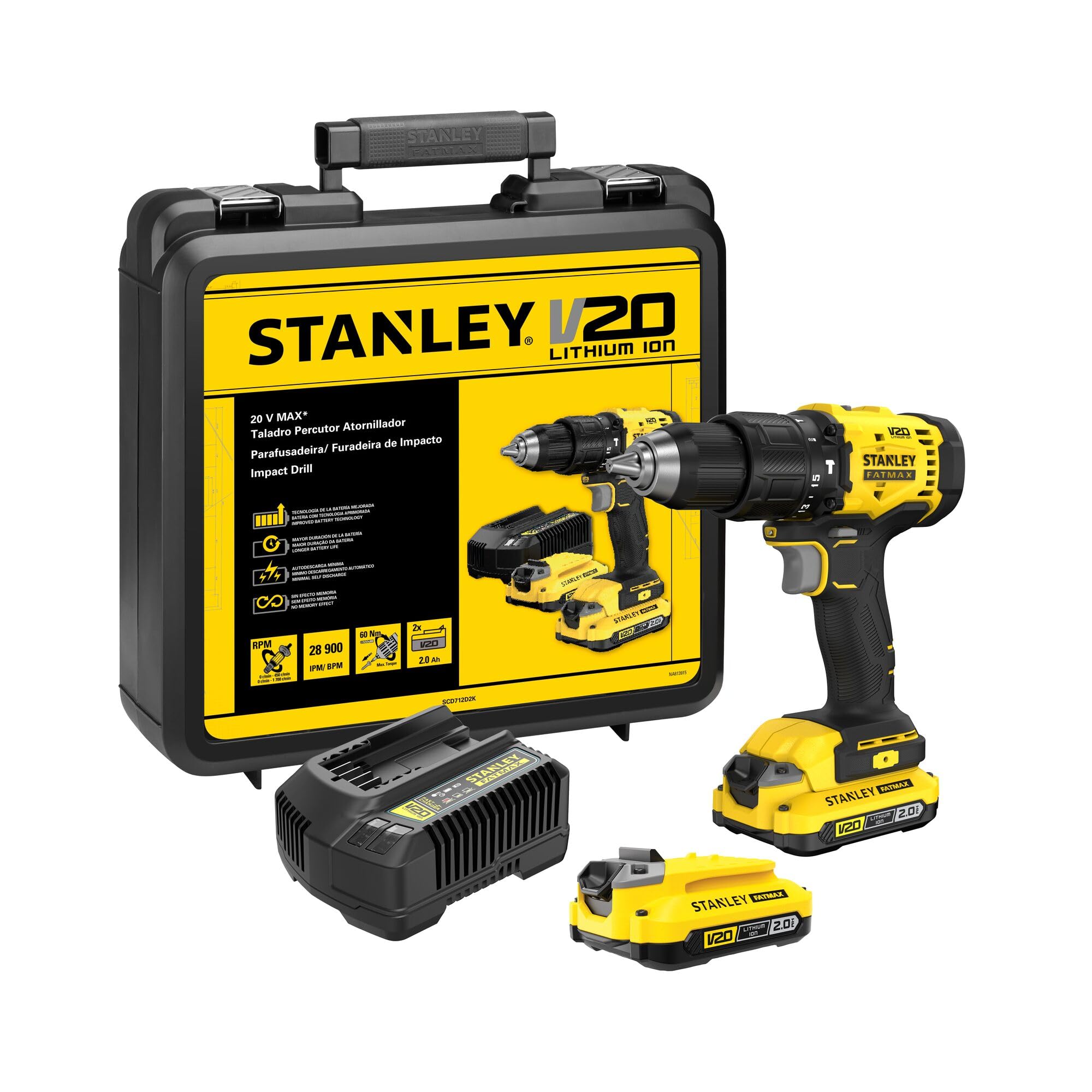 STANLEY Parafusadeira e Furadeira Impacto 13mm 20V SCD712D2K 2