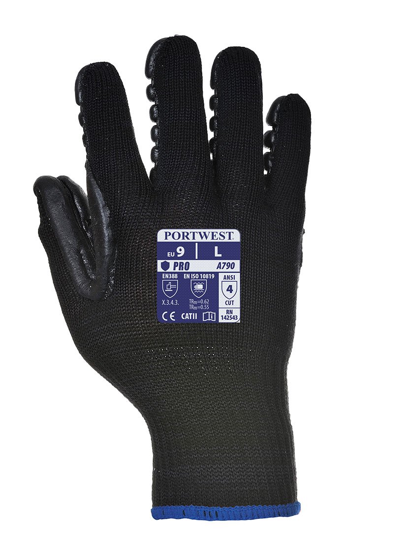 Marteau de Démolition, 1600W, 230V, 50hz, 50J & Portwest A790 Gants anti-vibrations Noir Taille L