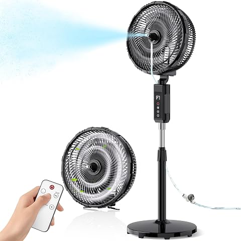 Outdoor Misting Fan for Outside, 12-Inch Portable Water Cooling Fan with 20000mA