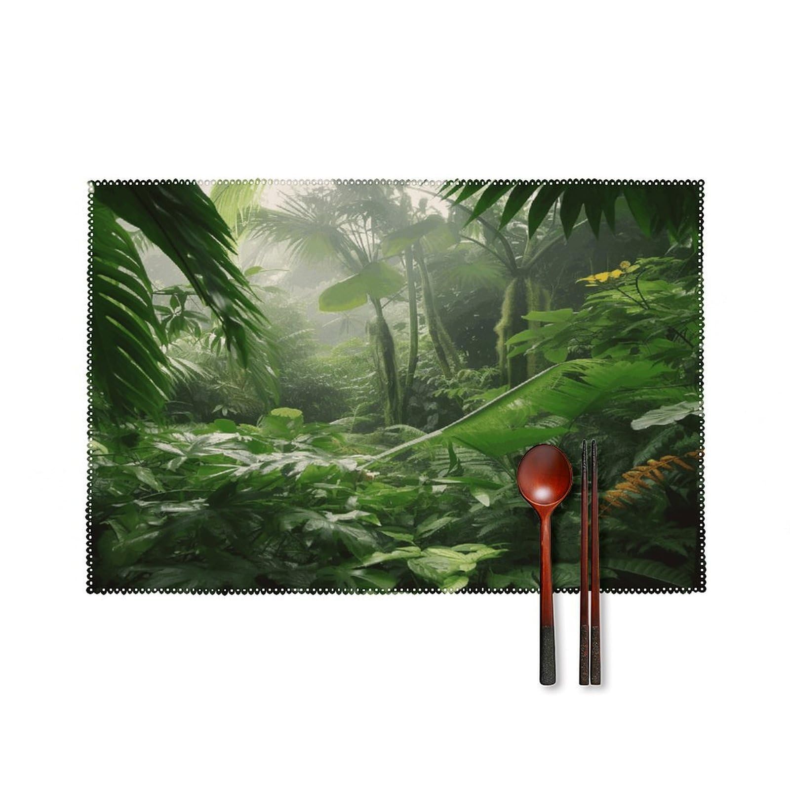 Tropical Rainforest Placemats Set of 6 Heat Resistant Non-Slip Place Mats Washable Wipeable Table Mats Elegant Farmhouse Placemat for Kitchen Dining Outdoor Party Table Decor
