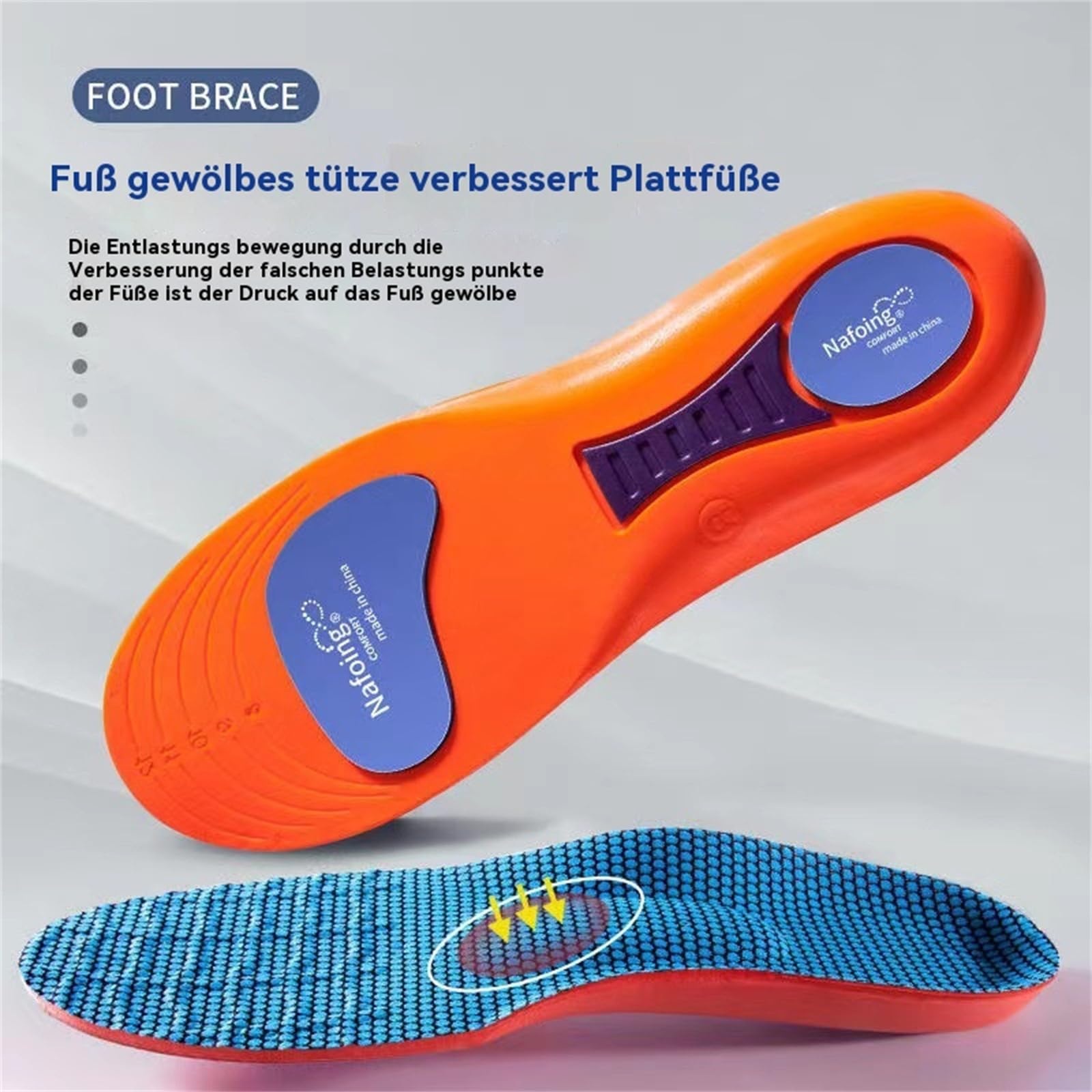 Comfysole, Comfysole Original, plantilla para fascitis plantar, plantillas ortopédicas cómodas, soporte para arco del pie, alivia la presión (2 pares de naranjas, 45-46)