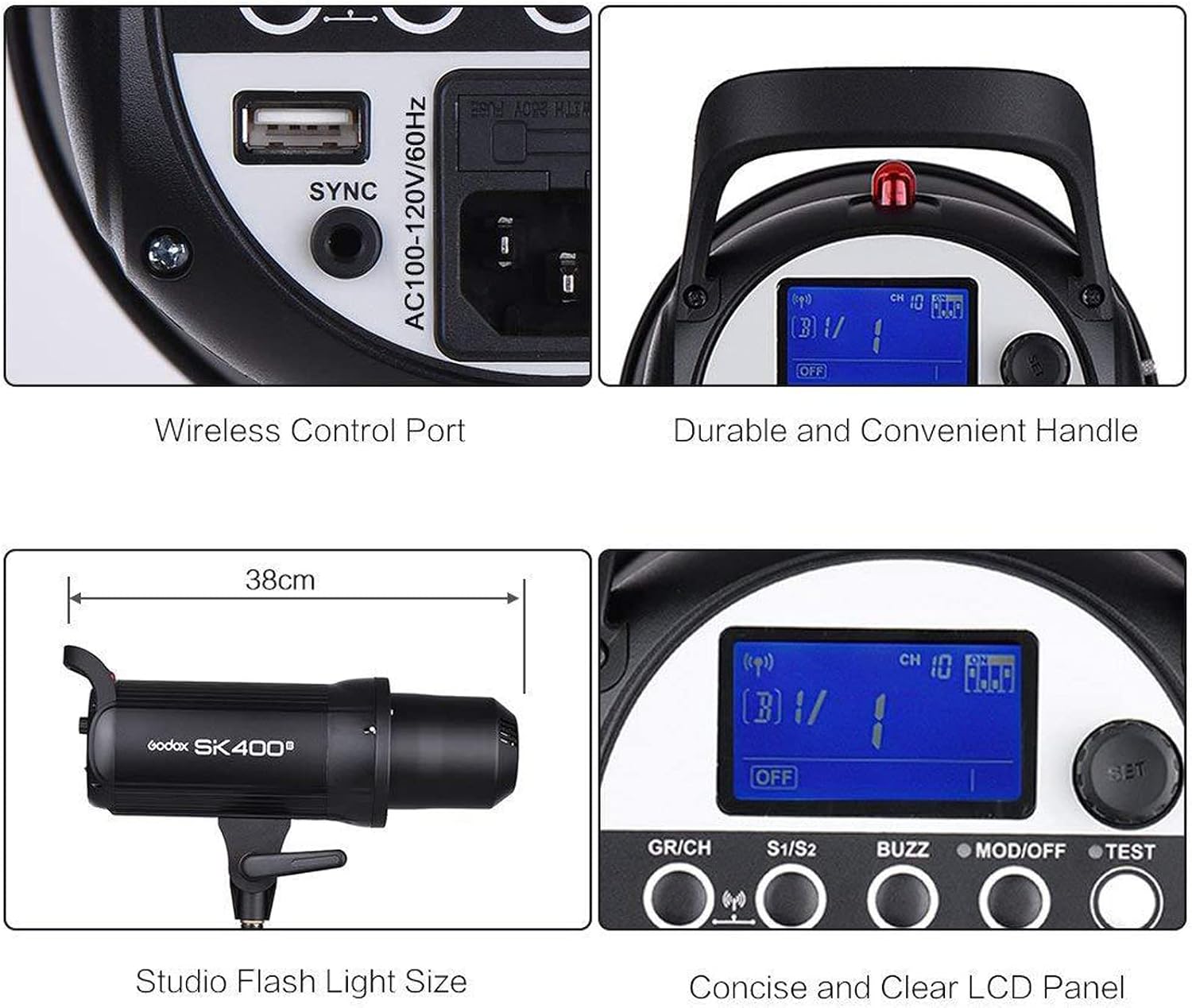 Get Discount 70% Price GODOX SK400II Studio Strobe, 400Ws Professional Studio Flash Strobe Light, 150W Modeling Lamp, Anti-Preflash Bowens Mount Monolight, for Studio Shooting and Product Portrait Photography