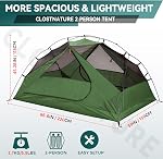 Clostnature 2 Person Hiking Tent - Lightweight 2 Person Hiking Tent, Easy Set Up Waterproof Camping Tent for Adults
