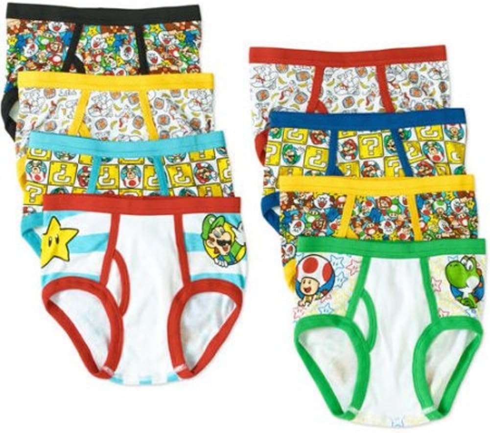 SUPER MARIO Boy 8 PC Cotton Briefs Underwear Size