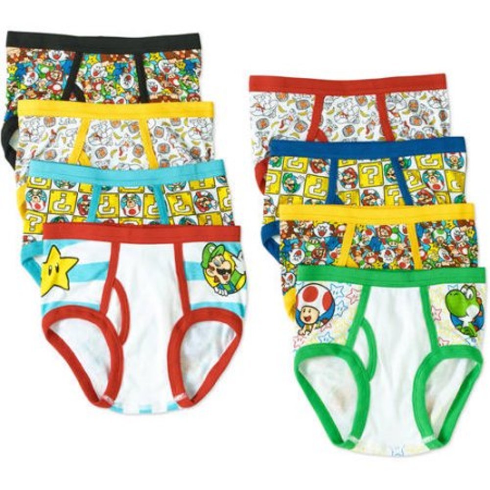 SUPER MARIO Boy 8 PC Cotton Briefs Underwear Size