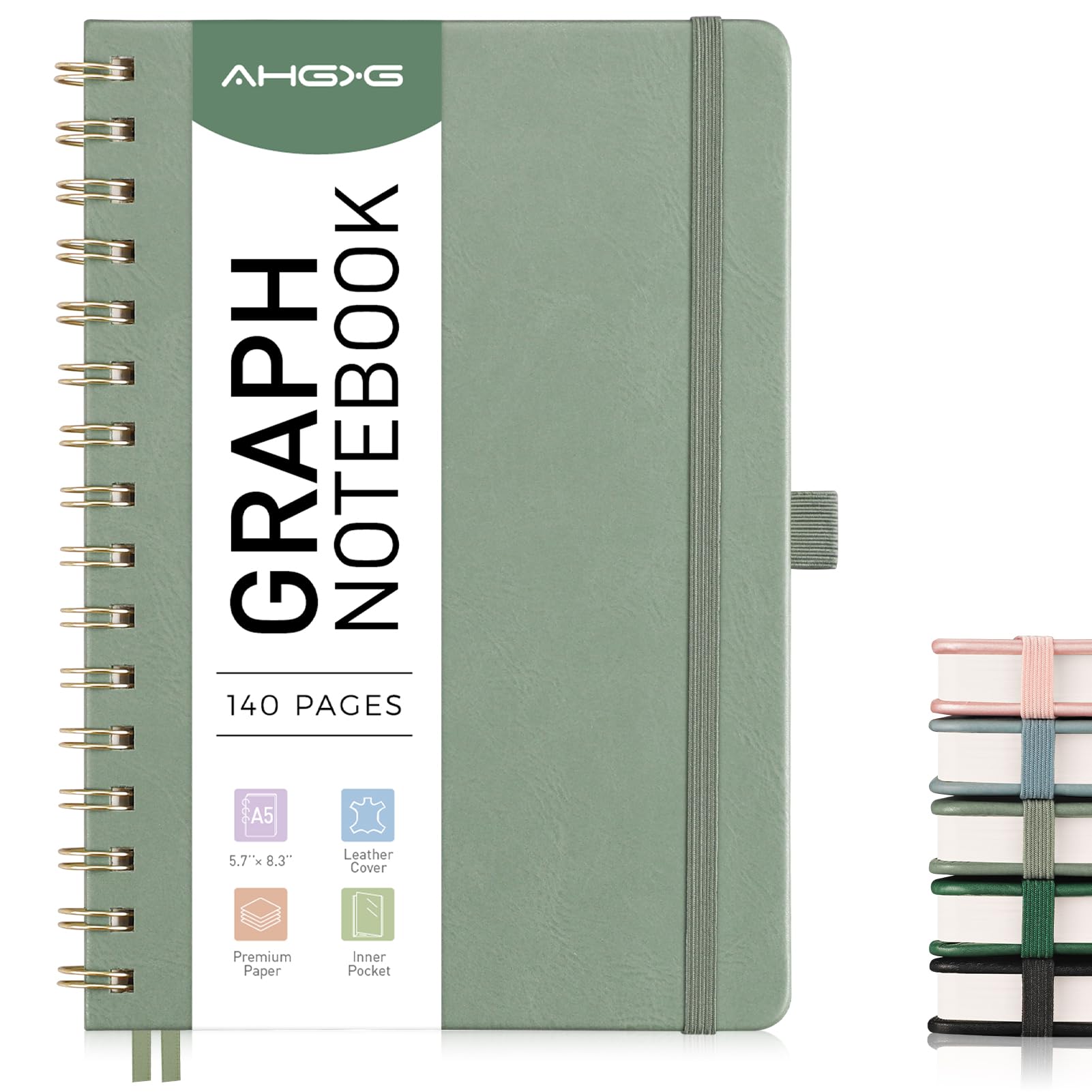 Amazon.com : AHGXG Graph Paper Notebook - Spiral Notebook Hardcover ...