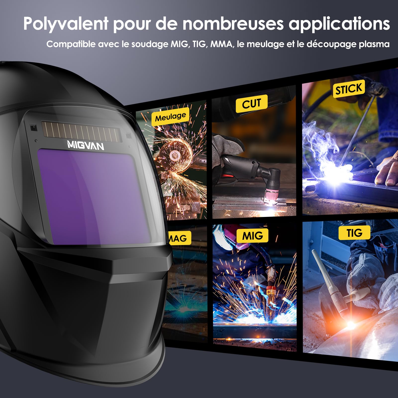 Masque de Soudage Automatique True-Color, UHD 100x82mm XL H-21-G | Obscurcissement 0,1ms Solaire/Pile Cagoule (DIN 4/5-9/5-13) pour MIG/TIG/MMA en Bricolage, Atelier & Industrie