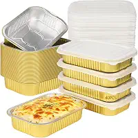 40 formas de alumínio com tampas, recipientes retangulares descartáveis para alimentos de 945 ml com tampas de plástico, bandejas de comida resistentes para assar, preparar refeições, congelar