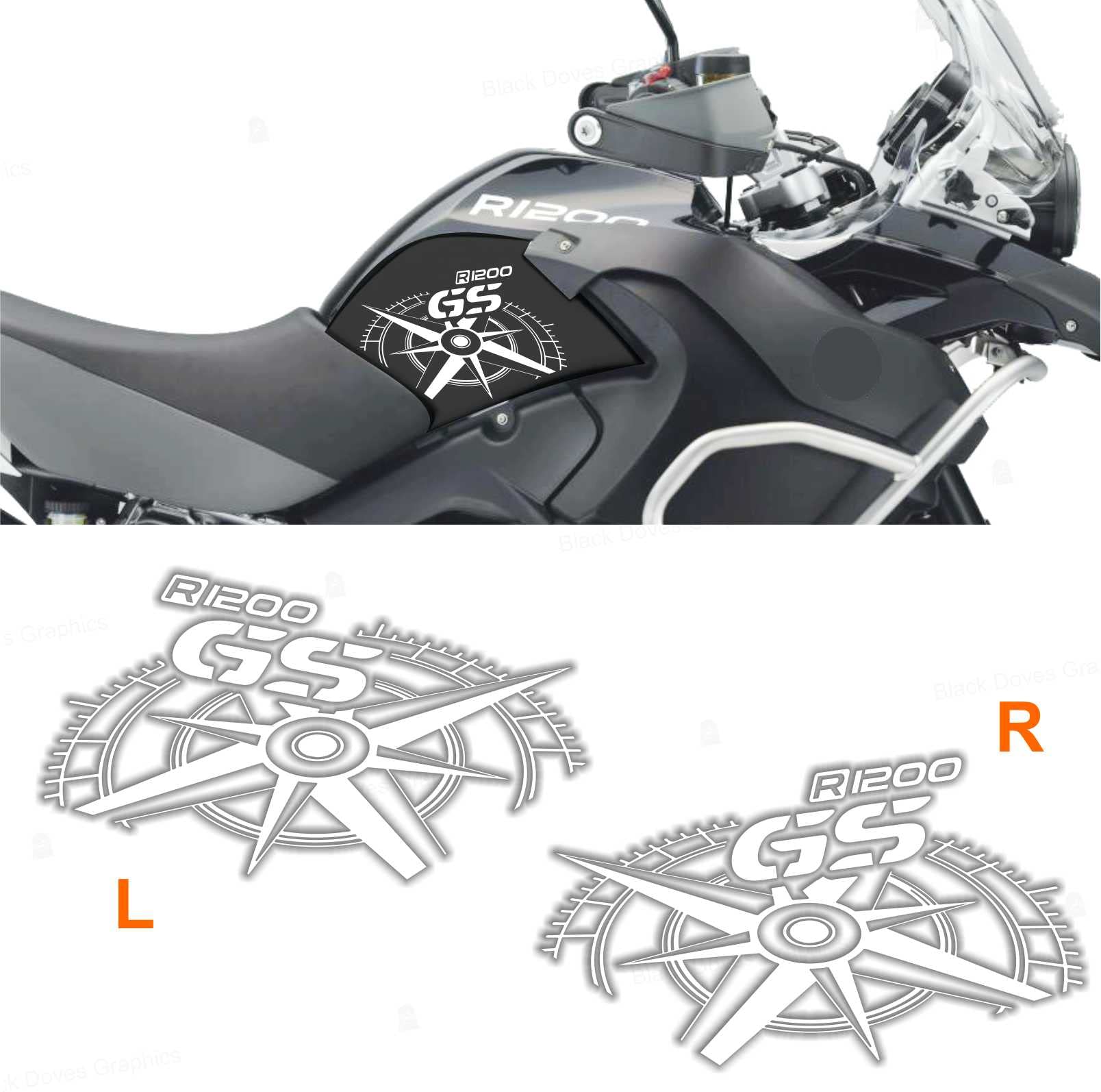 AZ Graphishop - Kit Adesivi Laterali Per Serbatoio BMW R 1200 GS Adventure (Grafica Rallye)
