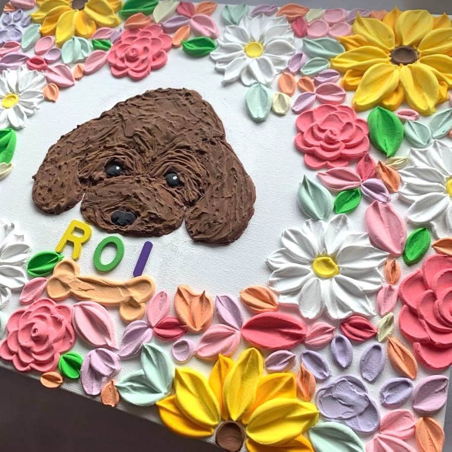 油絵　ちえ　花冠のかわいいトイプードル 油絵 ちえ 花冠のかわいいトイプードル 油絵 ちえ 花冠の