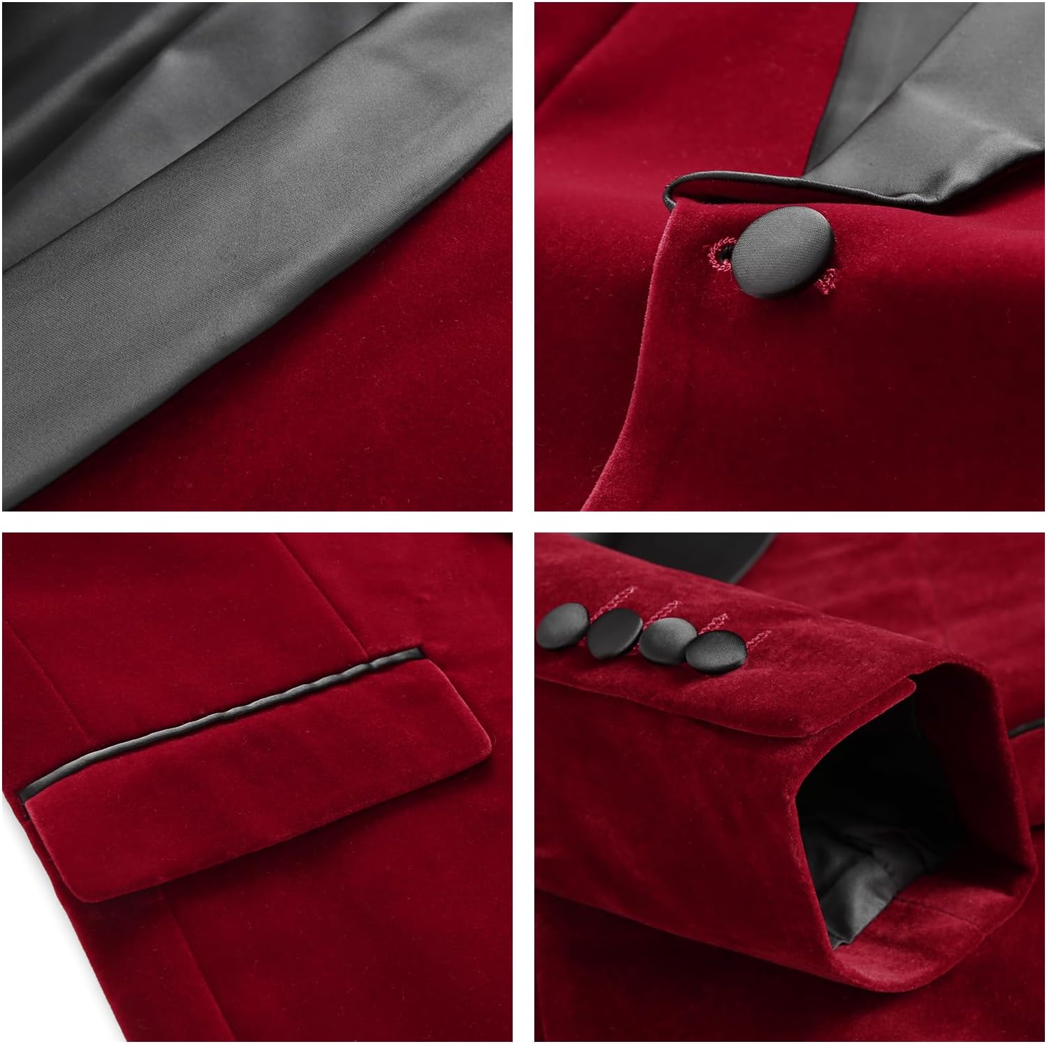 Mens Velvet Suits Slim Fit 2 Piece Tuxedo Suit for Men Solid One Button Shawl Lapel Blazer Jacket & Pants Set for Wedding - Image 6