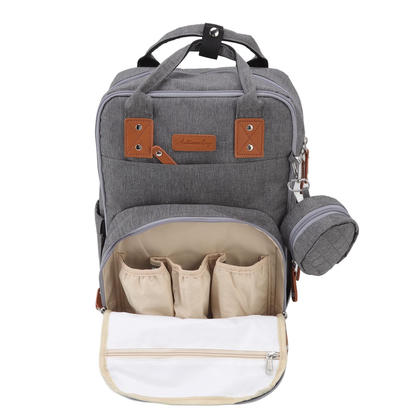 Mochila para pa ñ ales con Doble Hombro Bordado 20L Gran Capacidad Momia Ba (Gris clásico)