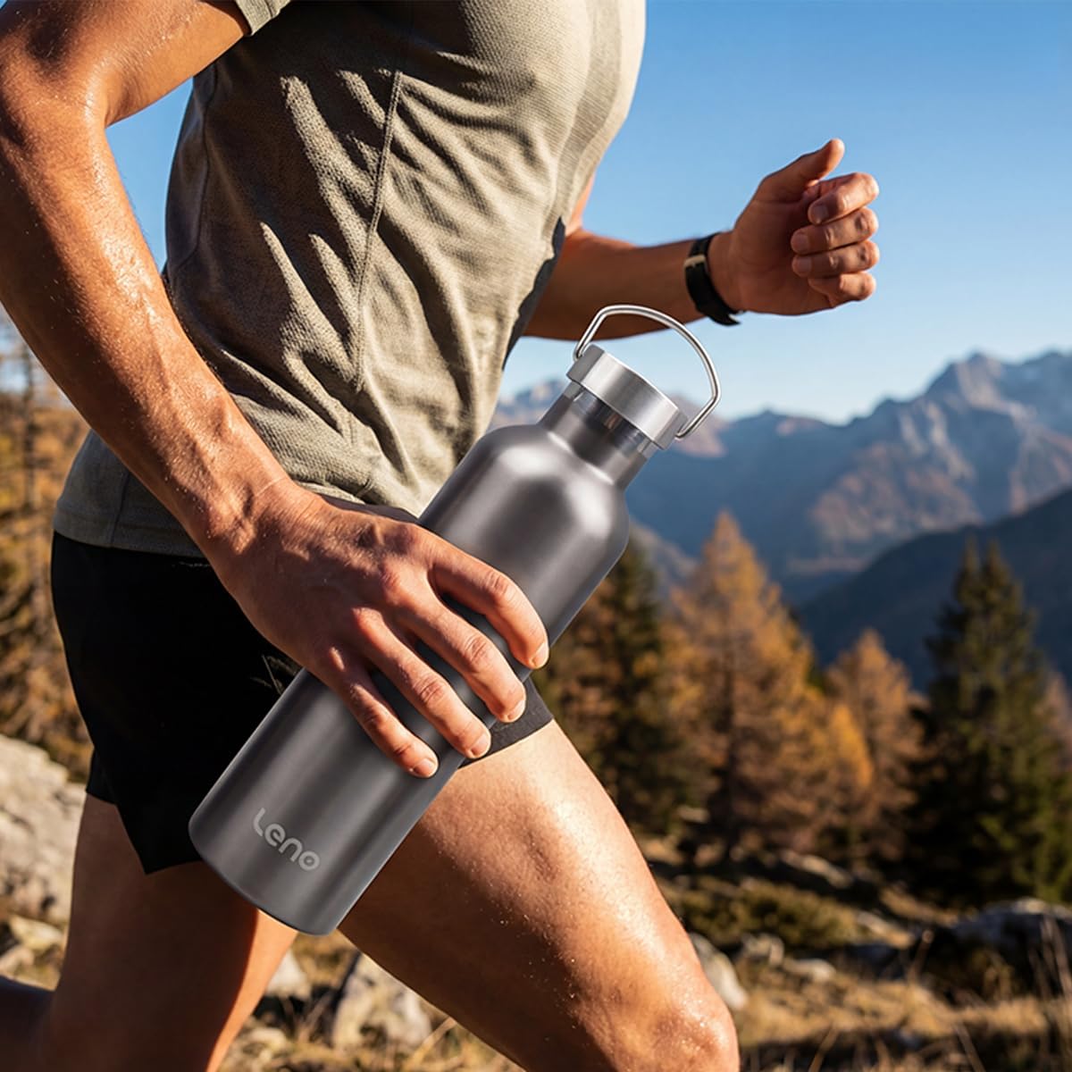 Stainless Steel Insulated Water Bottle, Double Wall, Wide Mouth, Leak Proof, Keep Drinks Cold and Hot, Sport & Camping Hiking Bottle with Handle (34, ounces)