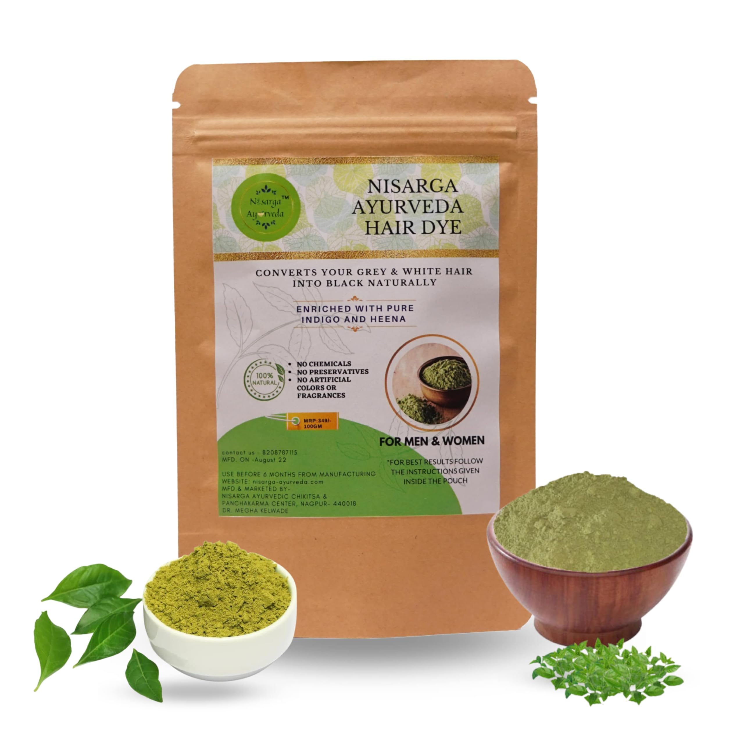 Ayurvedic Hair Dye Henna & Indigo Powder Gives Black & Brown Colour To Grey & White Hair-100 gm (Pack of 1)-picture-33