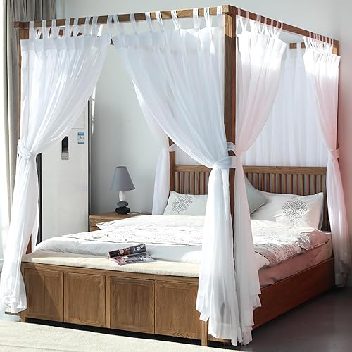 Miniatura 2 de AIKASY Tabla de cama con toldo con parte superior y velcro autoadhesivo, tela de princesa de gasa blanca, crea un ambiente romántico en la