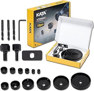 KATA Hole Saw Kit 19-Piece Hole Saw Set with 12Pcs Saw Blades Gift for Man,General Size 3/4"-5"(19-127mm) , Mandrels,Hex K...