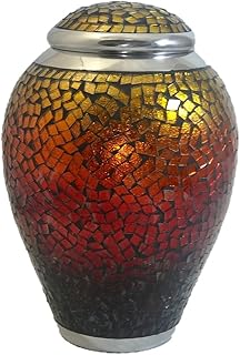 Mosaic Cremation Urn, Adult Human Funeral Urns, Sunset Mosaic Funeral Ash Container