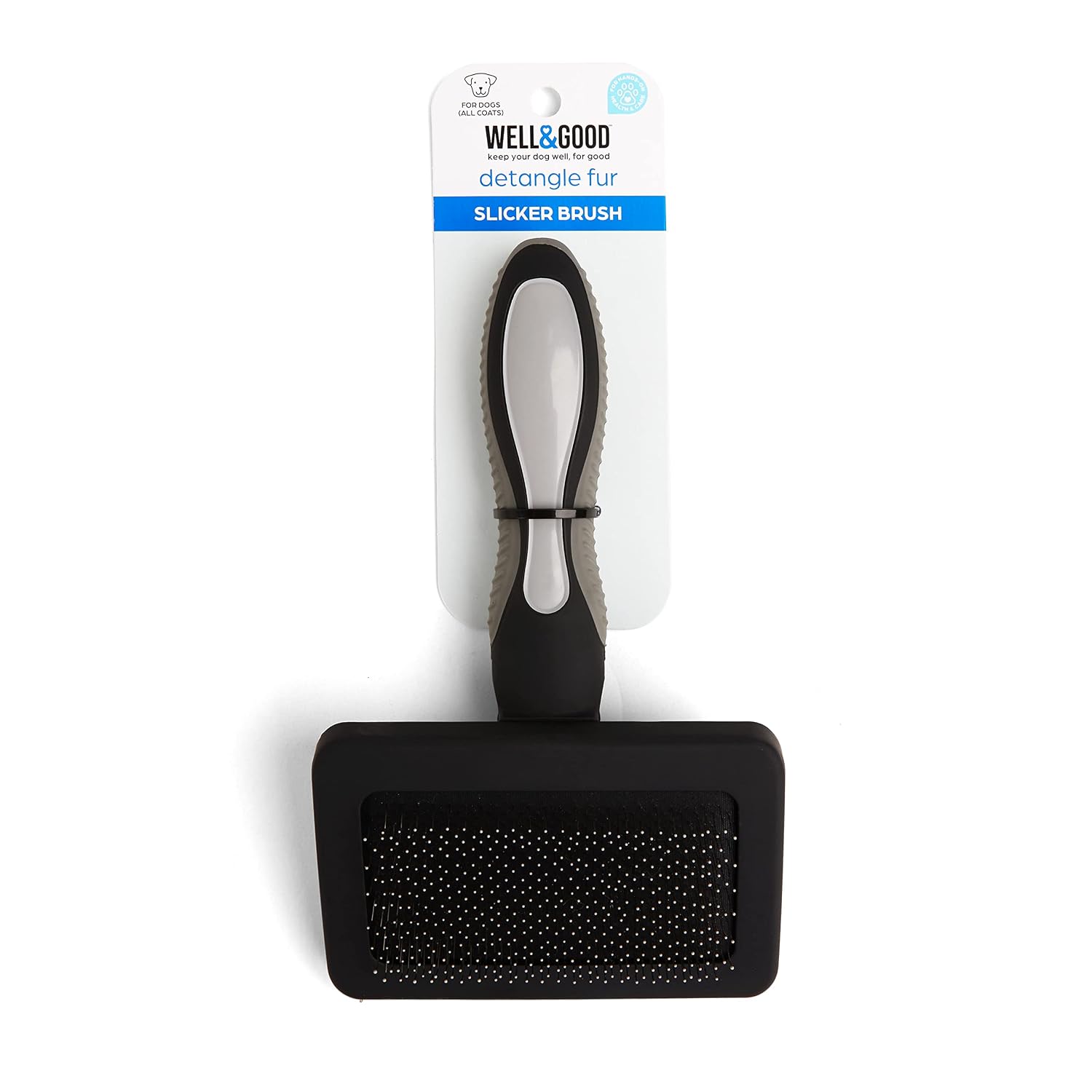 Petco Brand - Well & Good Black Cushion Slicker Dog Brush, 8" L X 4.5" W, 8 in