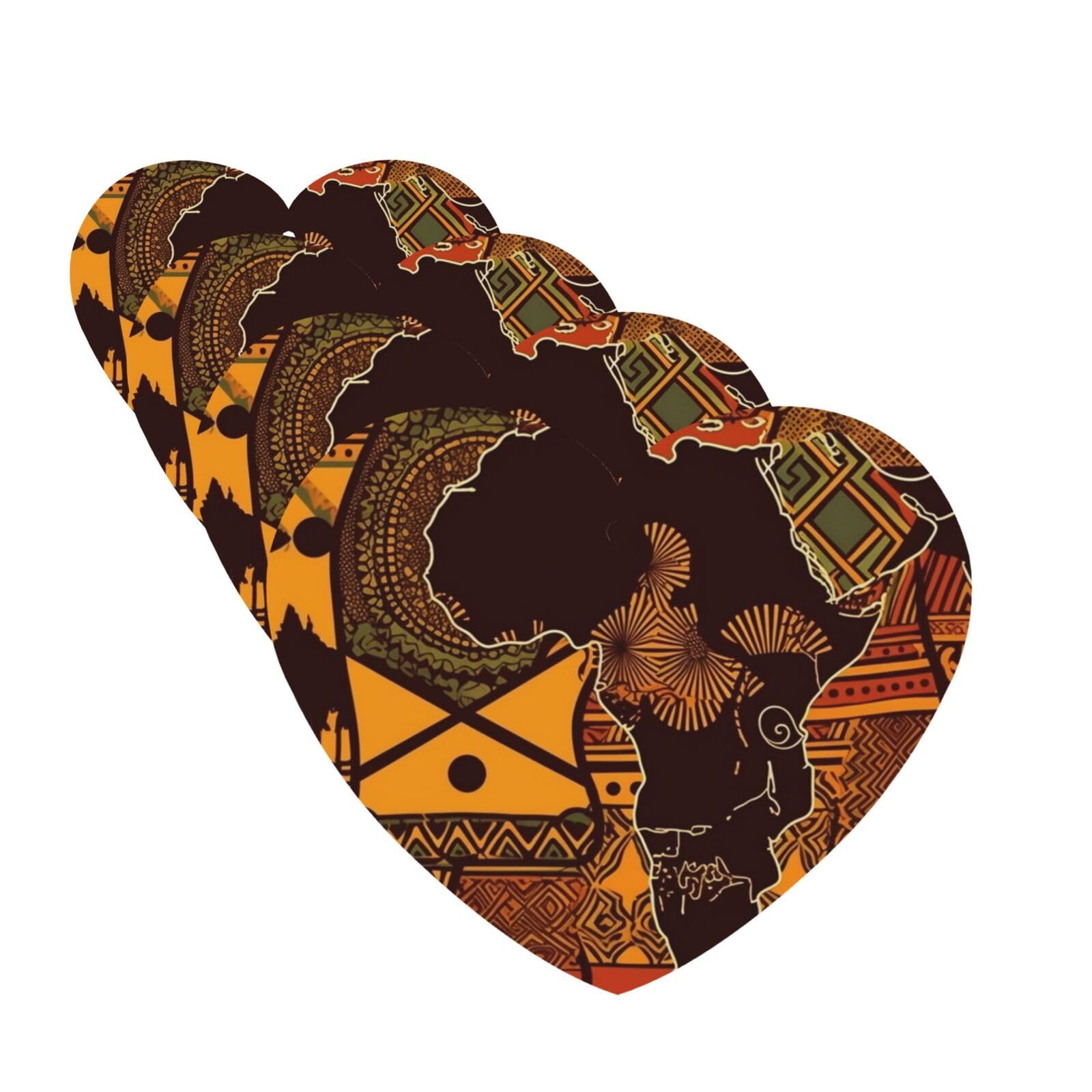 4 Pcs Car Air Fresheners Hanging Air Freshener Fragrance Scented Cards Heart Shape Car Aromatherapy Tablets African Map Ethnic Pattern Car Freshener