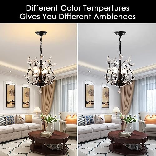 Miniatura 5 de Ganeed Candelabros vintage K9 de cristal transparente, iluminación de techo, iluminación colgante empotrada con 3 luces para sala de estar, comedor,