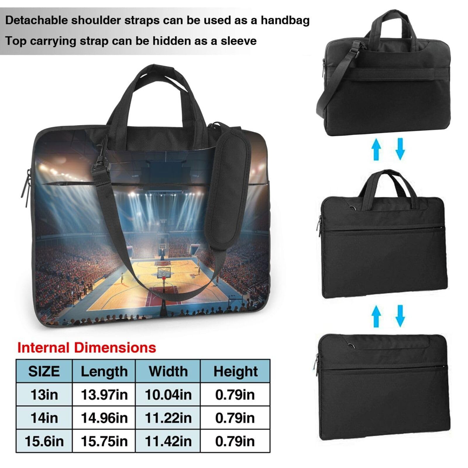 JCVOTREL Basketball Print Laptop Tote Bag Laptop Tote Bag Travel Bag Business Computer Bag Work Bag for Men Women, black, 13 inch