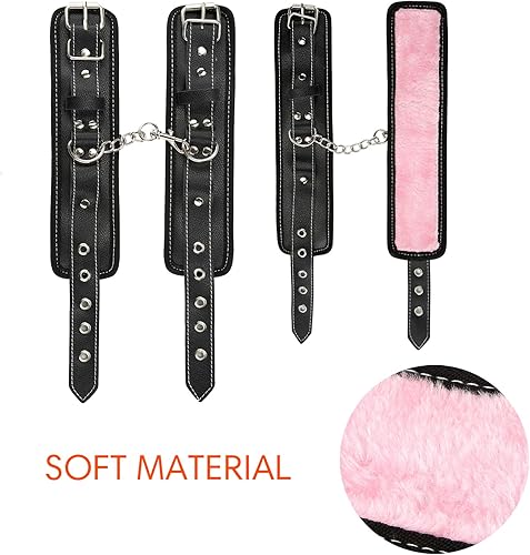 Miniatura 3 de Kit de bondage BDSM para pareja, barra esparcidora con puños rosados ajustables, juego de restricción sexual para parejas, juguetes sexuales para