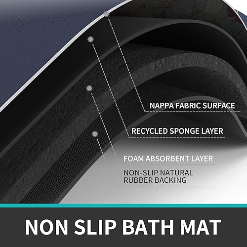 Miniatura 3 de Juego de 3 alfombras de baño con tapetes para inodoro en forma de U, antideslizantes, absorbentes de agua, tapetes de baño de goma para bañera,