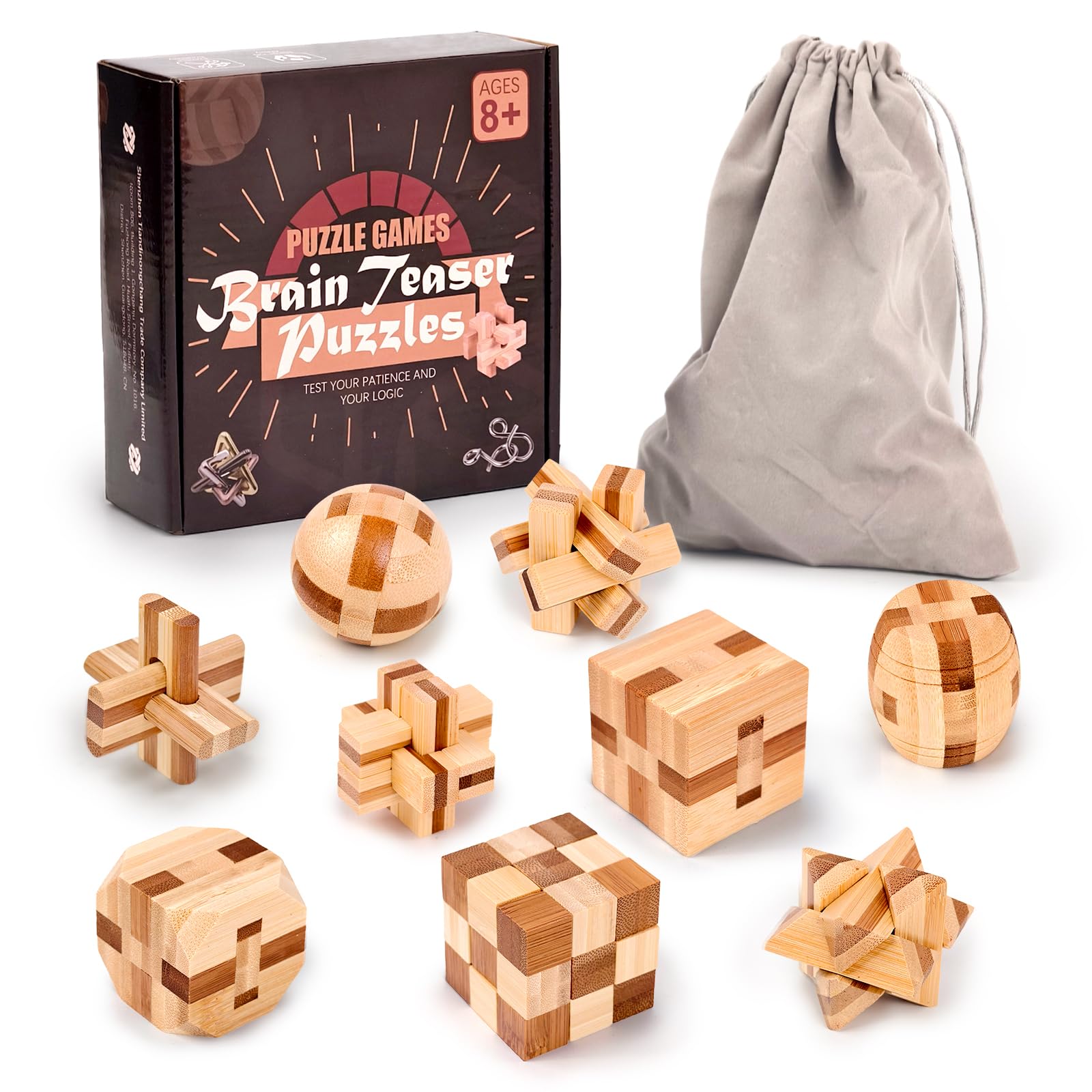 Amazon.com: VolksRose 9pcs Wooden Brain Teaser Puzzles, IQ