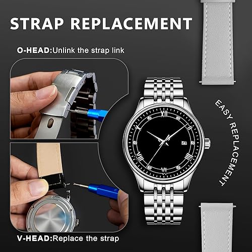 Vista 7 de Kit de reparación de relojes Jorest + Herramienta de presión para relojes, reemplazo de batería, ajuste de correa, llave para abrir la cubierta