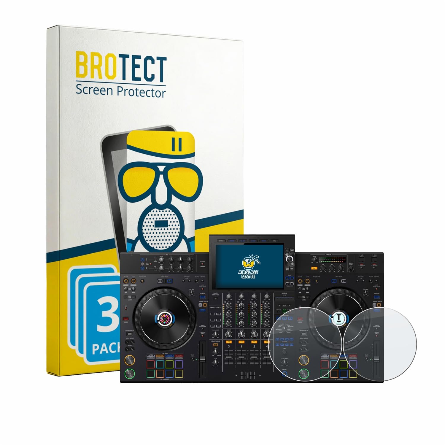 BROTECT Protector Pantalla Mate Cristal para AlphaTheta XDJ-AZ (Jog) (3 Unidades) Protección Anti-Reflejos