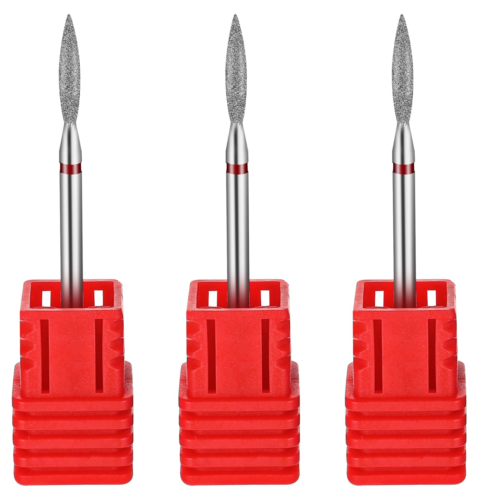 YUXIANLB 3 Brocas De Uñas Para Cutícula Bola De Llama Barril Cónico Cabezal De Pulido De Uñas 3/32 Pulgadas 2.35 Mm Herramientas De Removedor De Manicura Y Pedicura De Diamante Para Uñas