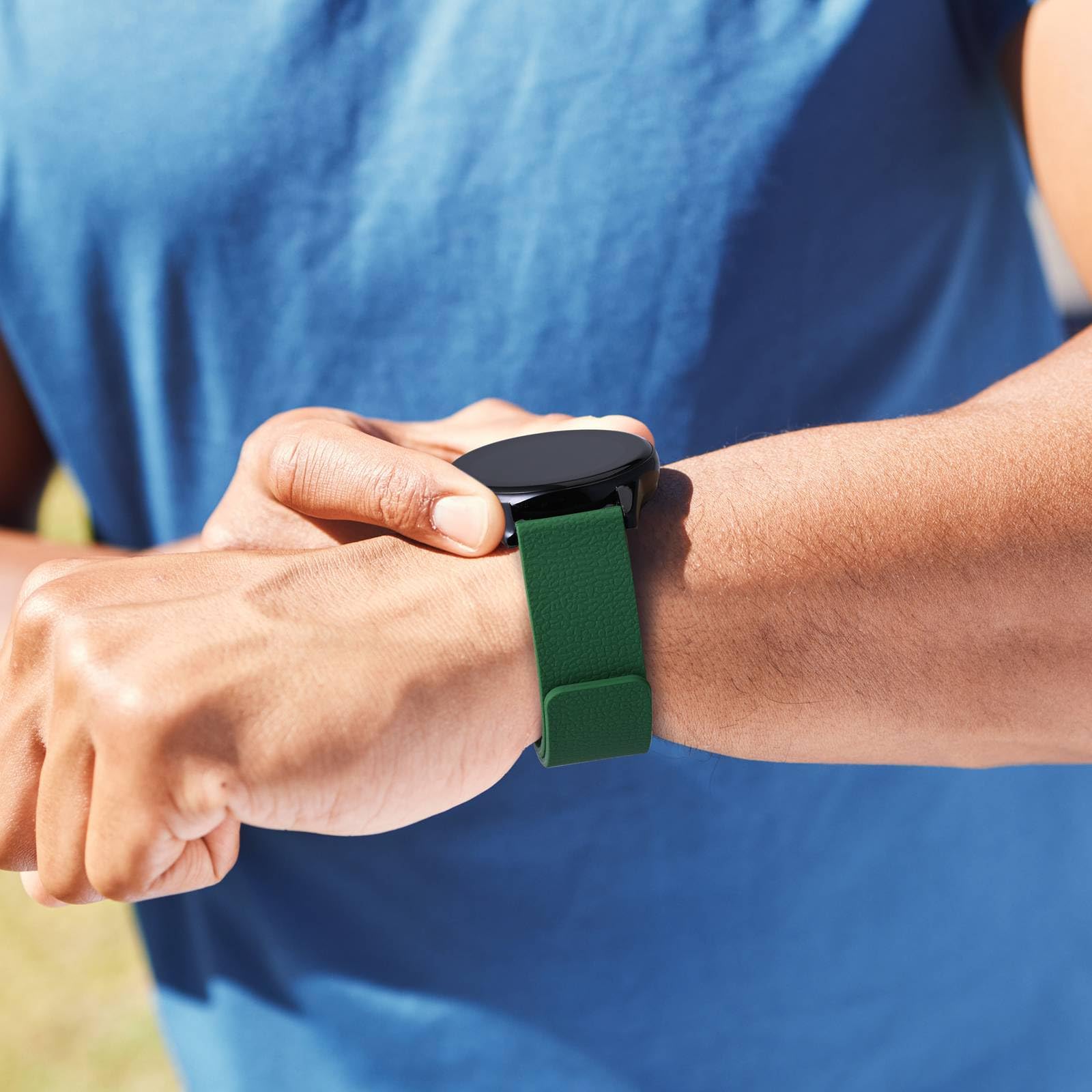 Magnetic Silicone Watch Bands, Lychee Texture, Quick Release Sporty Strap, Band Width 18mm 20mm 22mm - 3