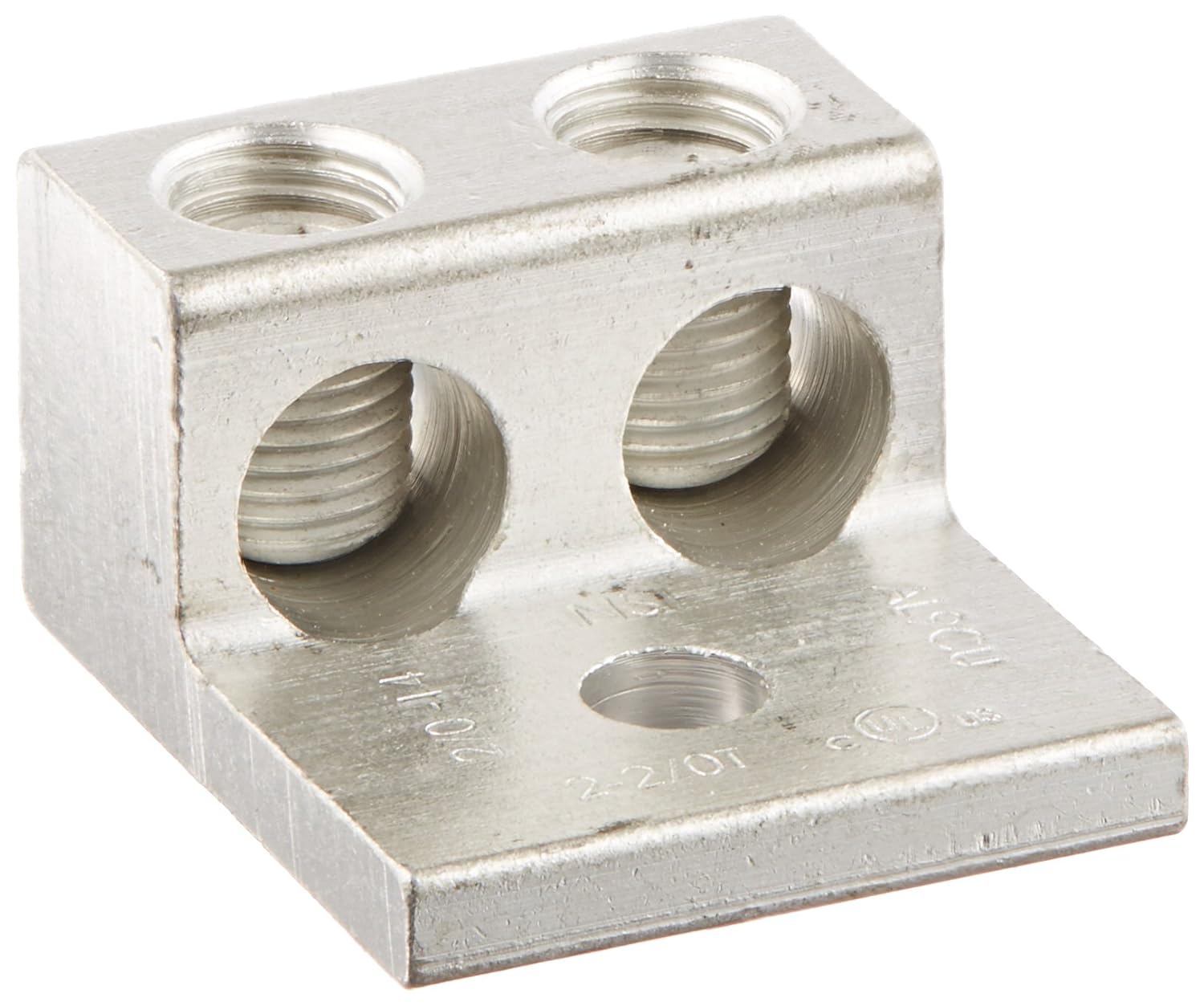 Dual Rated Mechanical Connector, Double Lug, 2/014 AWG Wire Range, 1/4