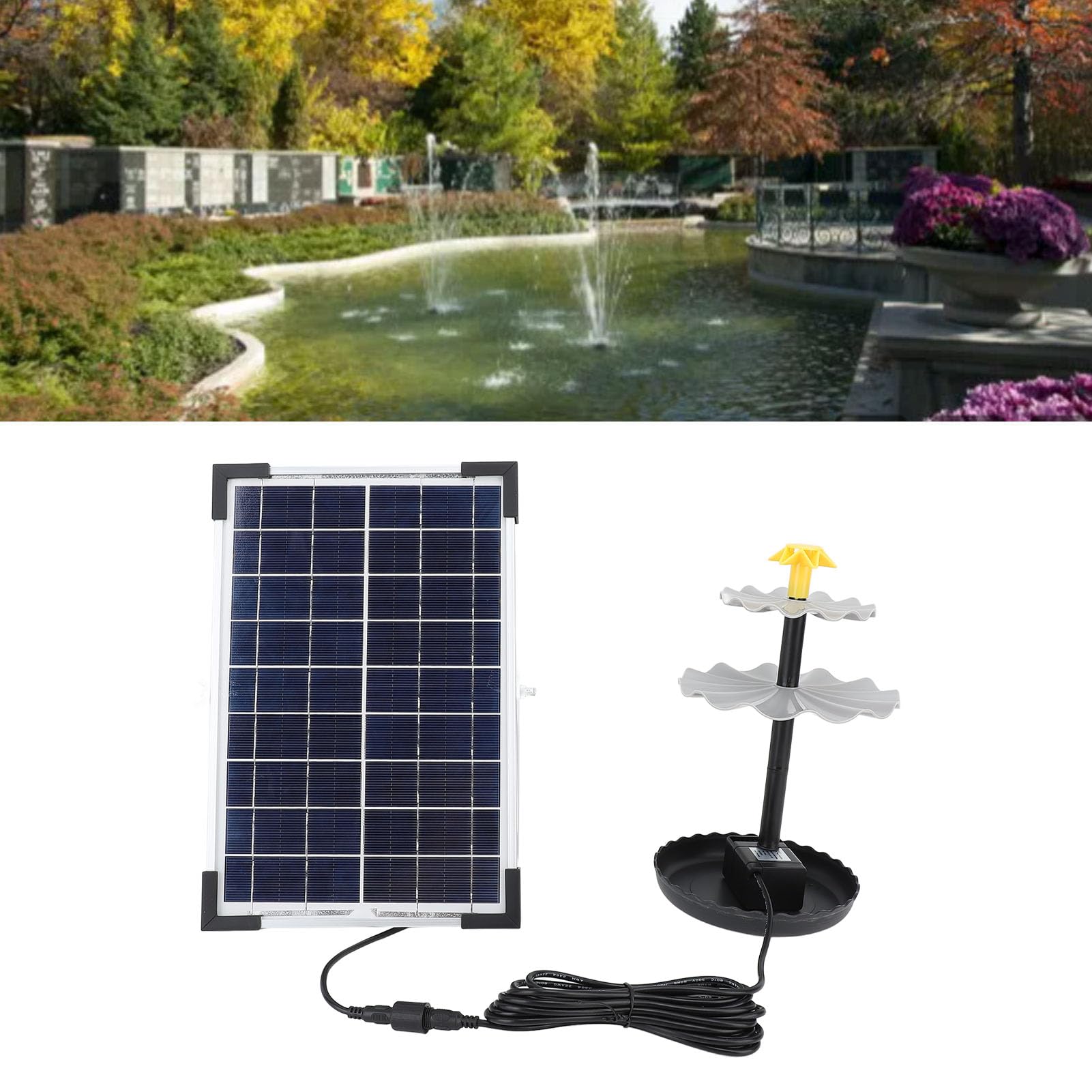 Kit Solare Pompa Fontana Multiuso Durevole per Vasca per Uccelli, Giardino, Cortile, Piscina per Pesci