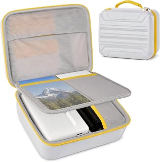Comecase Photo Printer Case for Kodak Dock Plus 4PASS & Dock Premium 4x6 | 900D Fabric, Dual Trays, Mesh Pockets, Protective Divider, 4x6 Paper Storage for Home and Travel, Case Only, White