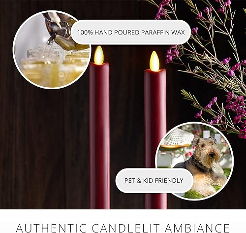 Miniatura 5 de Luminara Juego de 2 velas LED de llama móvil (1 x 9.75), vela sin llama, borde derretido, cera suave, sin perfume (rojo)