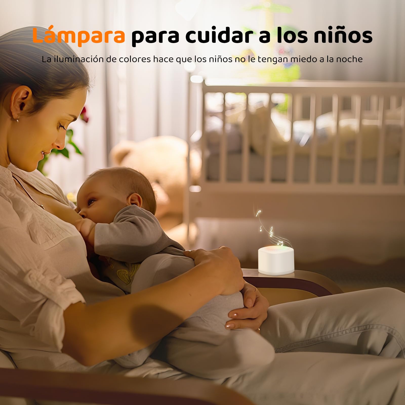 Ruido Blanco Bebe, Adultos White Noise Machine con 20 Sonidos para Dormir & Luz Nocturna | Portátil con Memoria para Música Relajante, Sonidos del Océano y Brown Noise (USB-C)